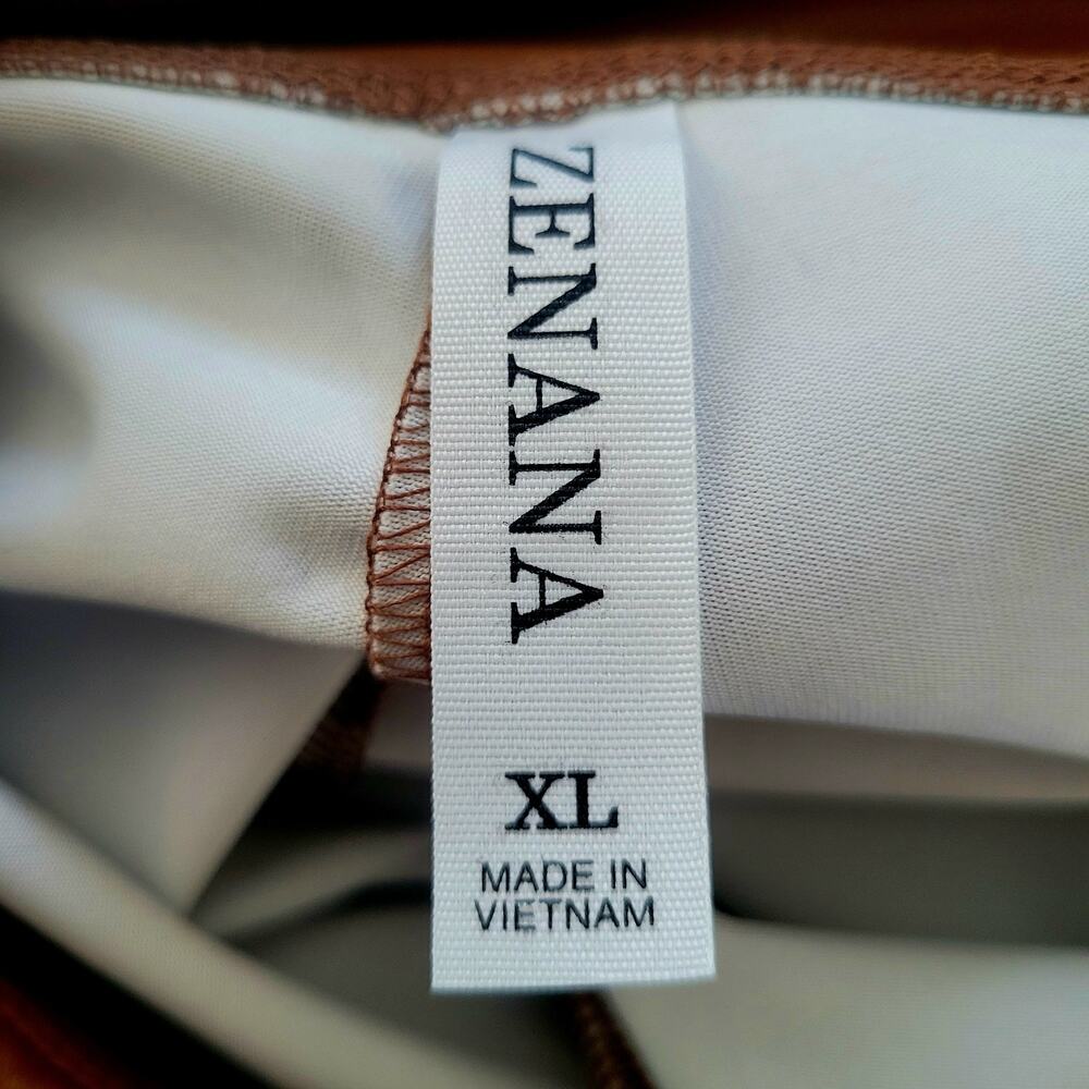 NWOT Zenana Faux Leather Leggings XL Brown High Waist Curvy Edgy Winter Fall - Picture 2 of 9